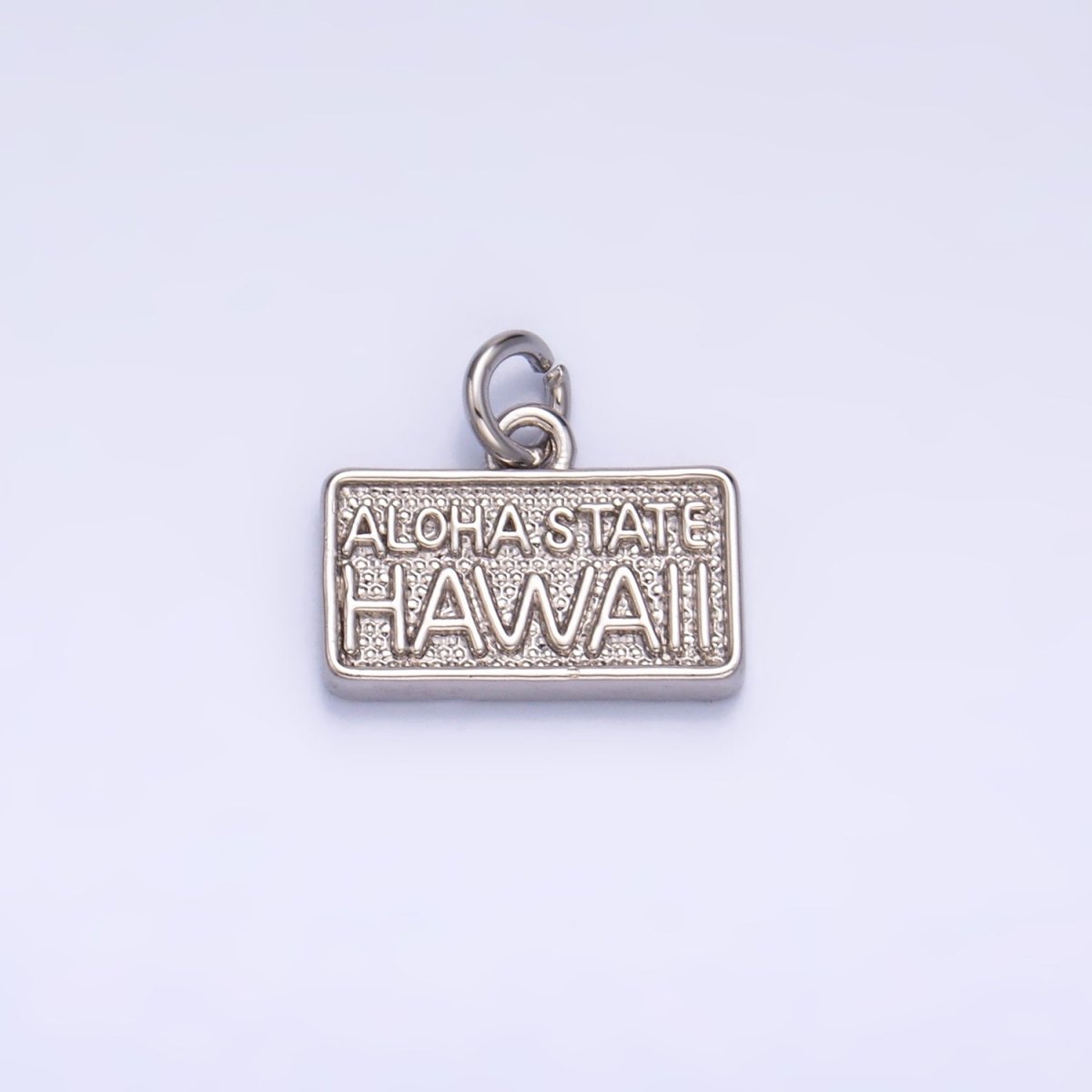 24K Gold Filled "ALOHA STATE: HAWAII" Script License Plate Charm in Gold & Silver | W284 - DLUXCA