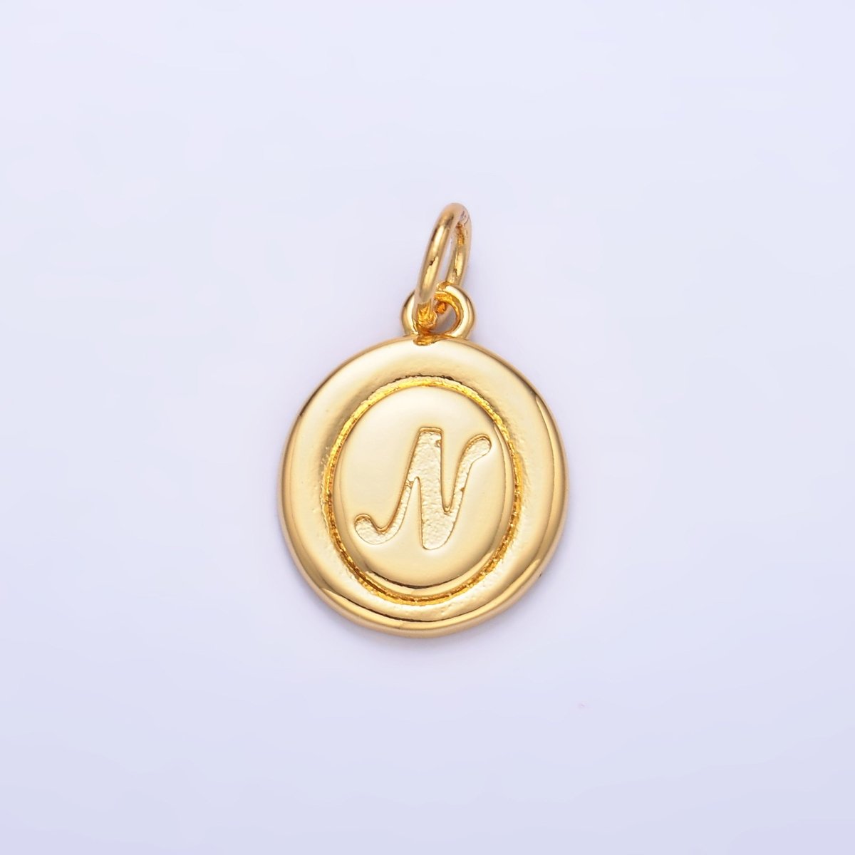 24K Gold Filled Alphabet Letter Initial Script Engraved Stamped Oval Charm | A836 - A848 - DLUXCA