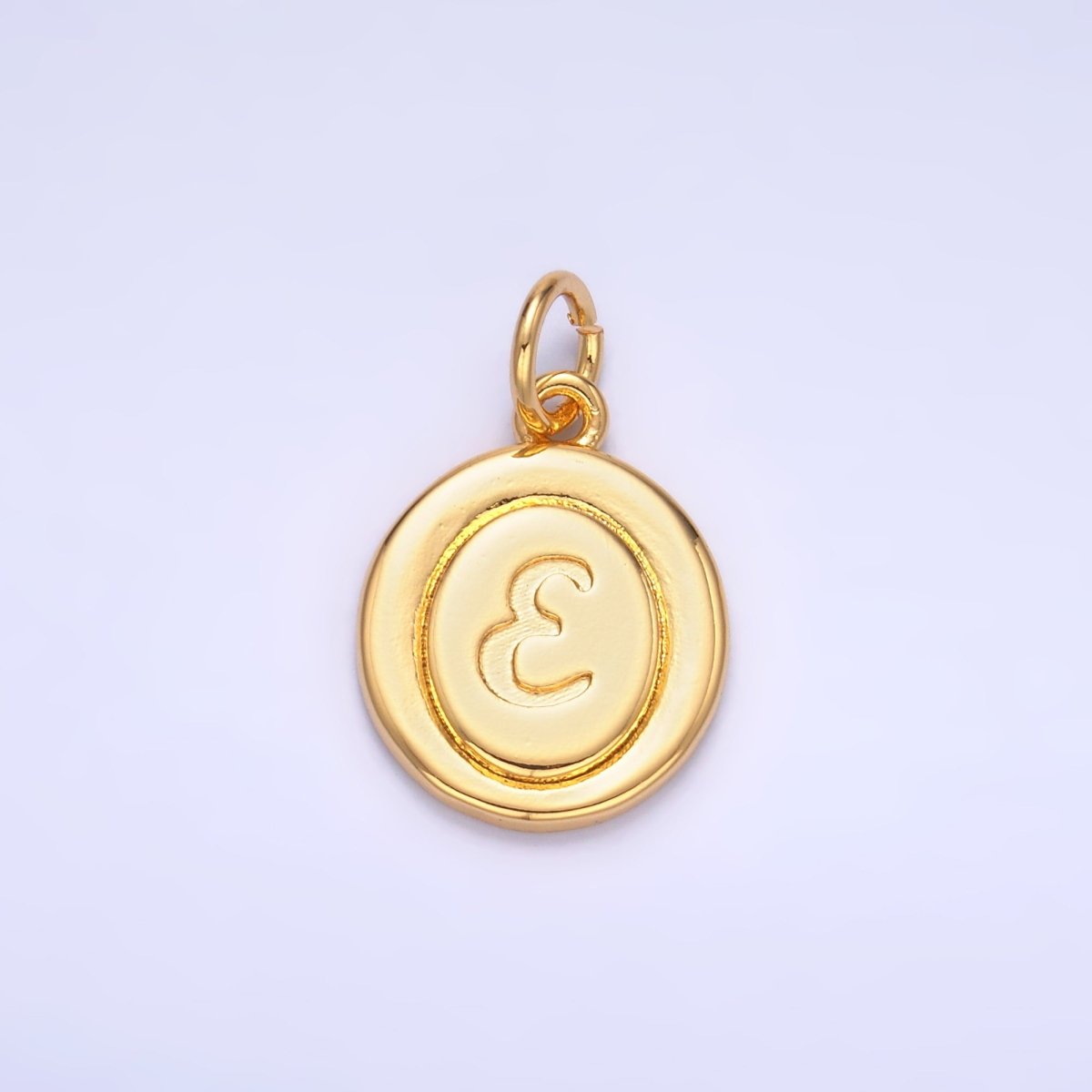 24K Gold Filled Alphabet Letter Initial Script Engraved Stamped Oval Charm | A836 - A848 - DLUXCA