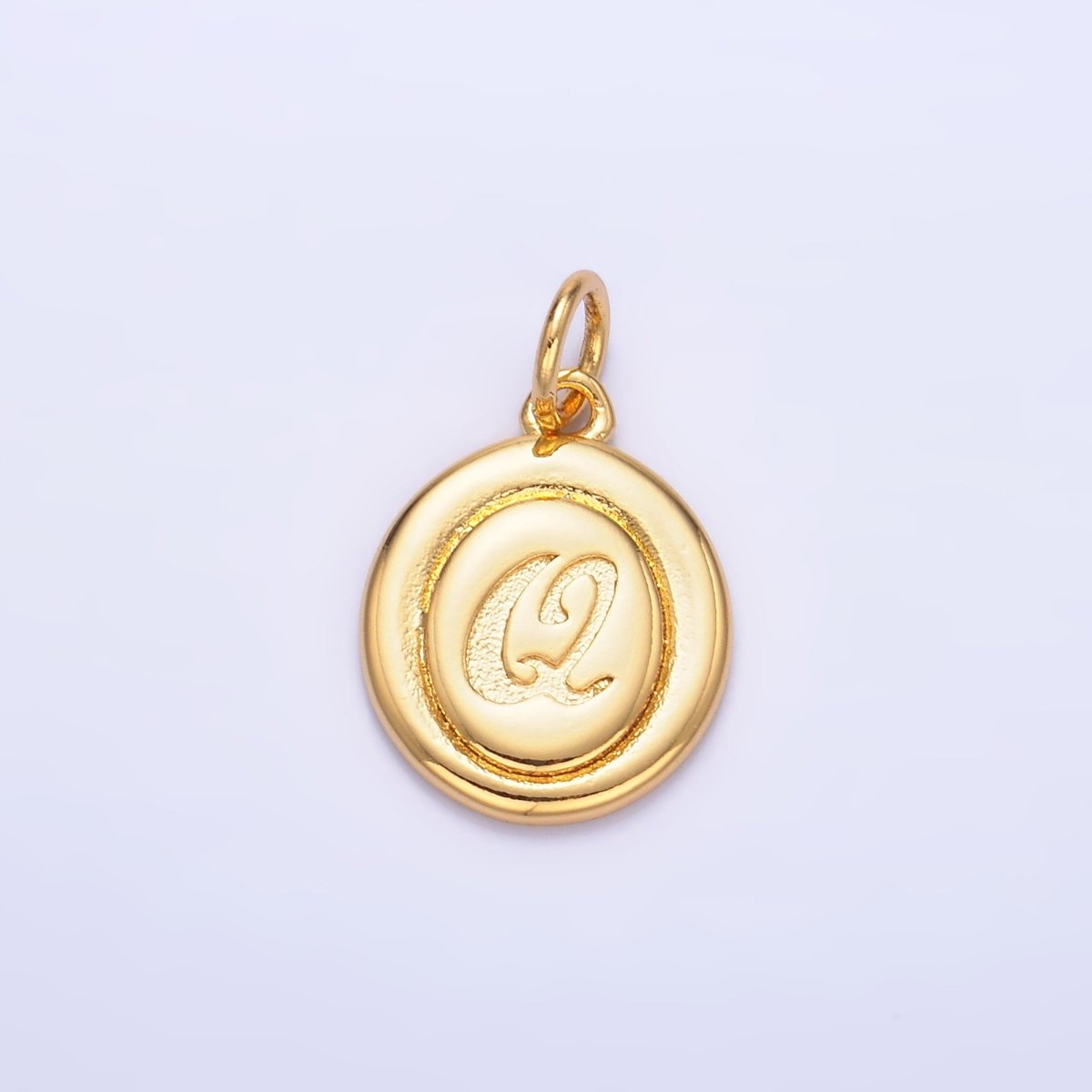 24K Gold Filled Alphabet Letter Initial Script Engraved Stamped Oval Charm | A836 - A848 - DLUXCA