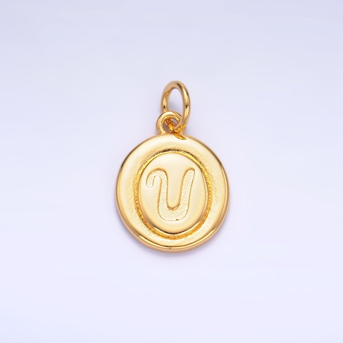 24K Gold Filled Alphabet Letter Initial Script Engraved Stamped Oval Charm | A836 - A848 - DLUXCA