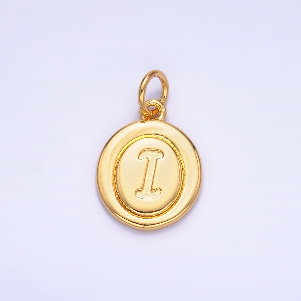 24K Gold Filled Alphabet Letter Initial Script Engraved Stamped Oval Charm | A836 - A848 - DLUXCA