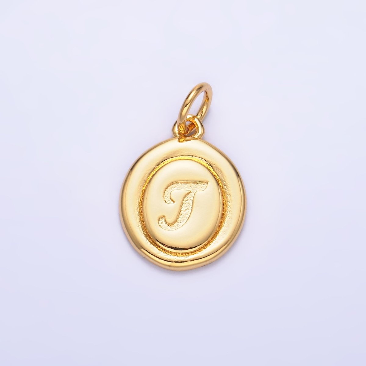 24K Gold Filled Alphabet Letter Initial Script Engraved Stamped Oval Charm | A836 - A848 - DLUXCA