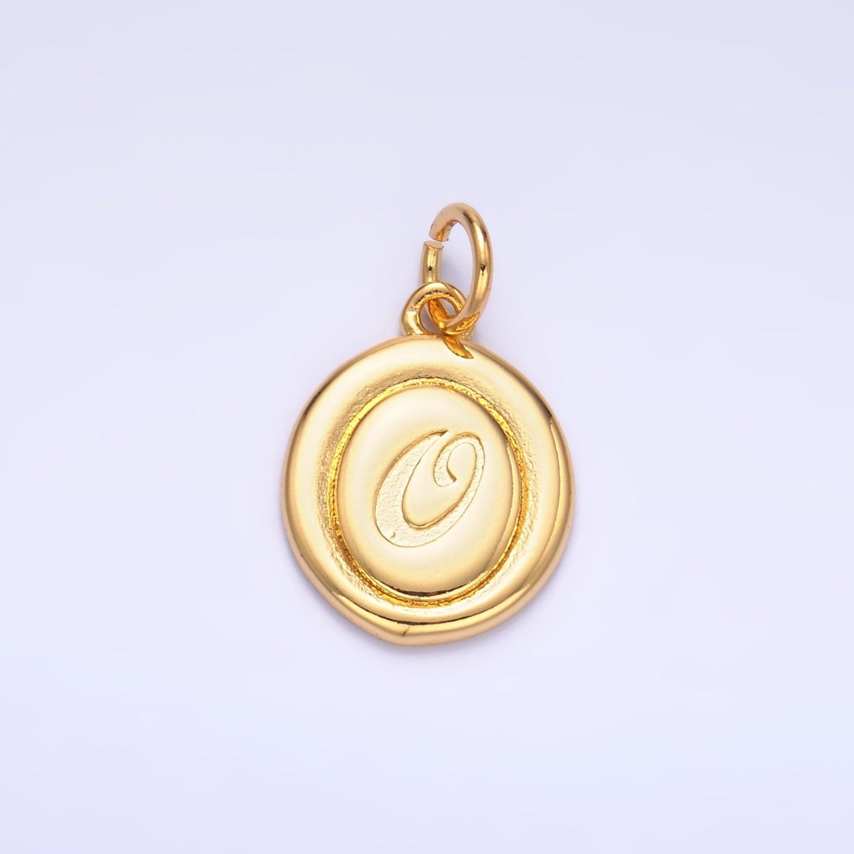 24K Gold Filled Alphabet Letter Initial Script Engraved Stamped Oval Charm | A836 - A848 - DLUXCA