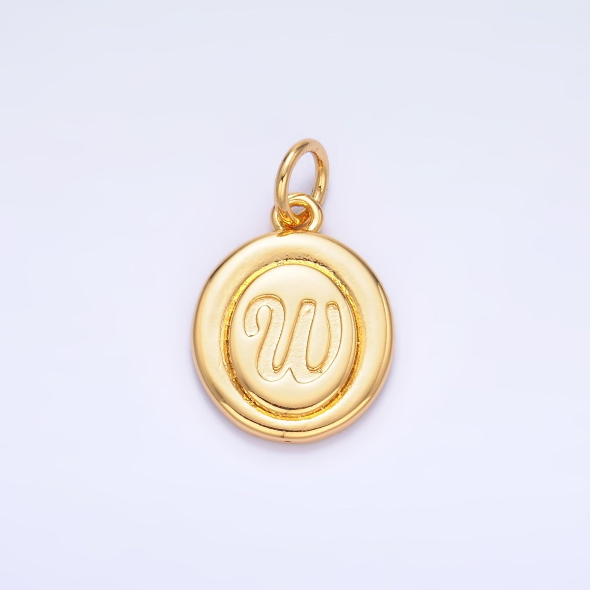 24K Gold Filled Alphabet Letter Initial Script Engraved Stamped Oval Charm | A836 - A848 - DLUXCA