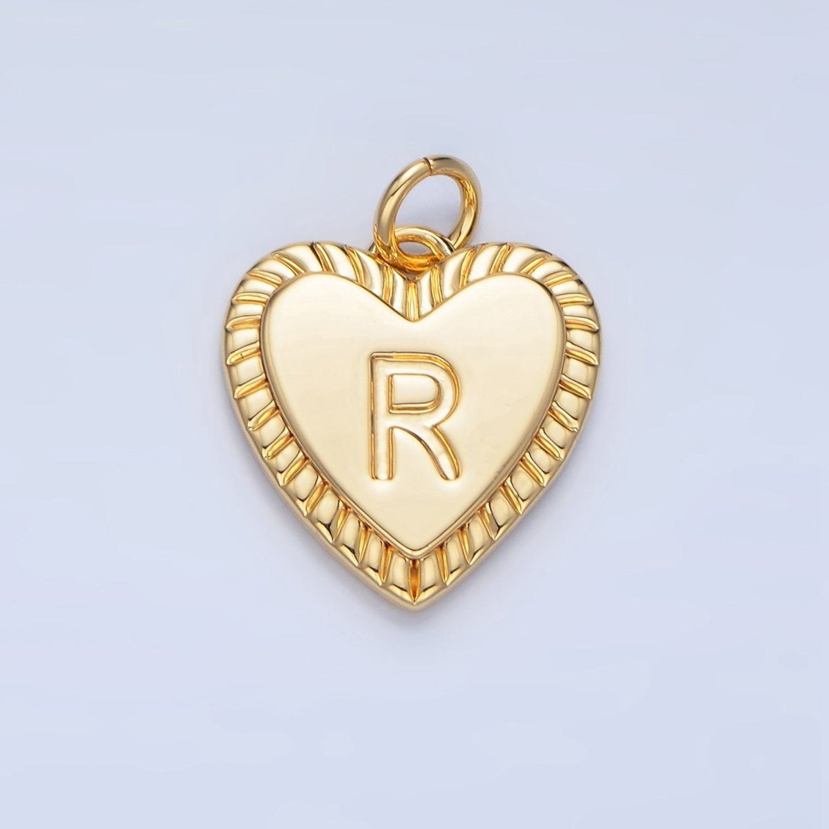 24K Gold Filled Alphabet Letter Initial Sunburst Heart Charm | A1500 - A1512 - DLUXCA