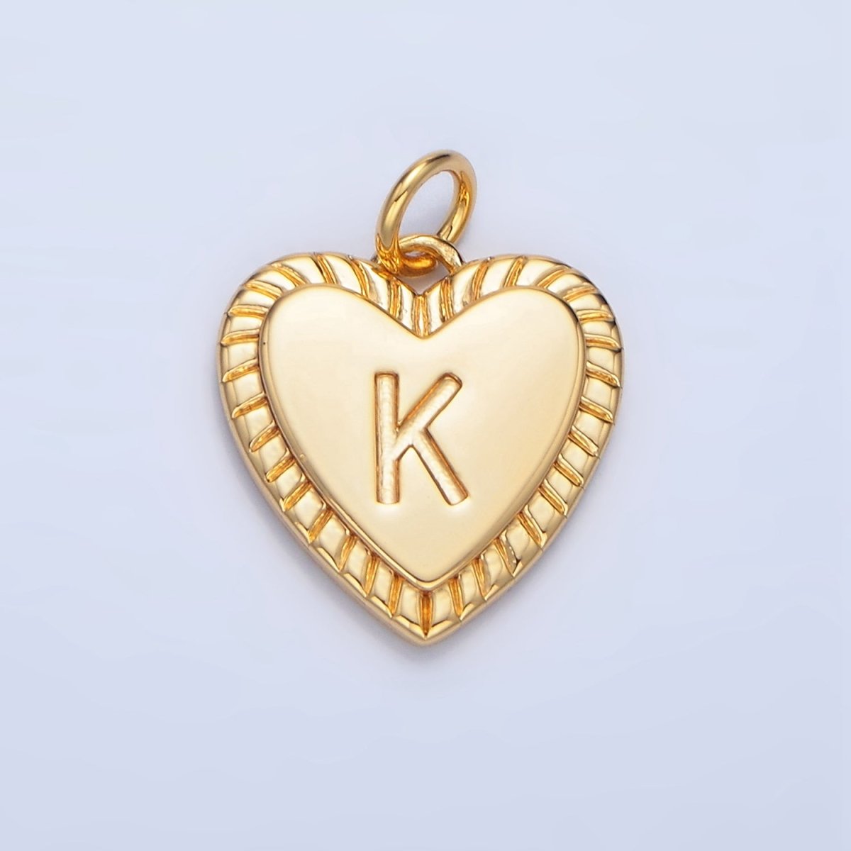 24K Gold Filled Alphabet Letter Initial Sunburst Heart Charm | A1500 - A1512 - DLUXCA