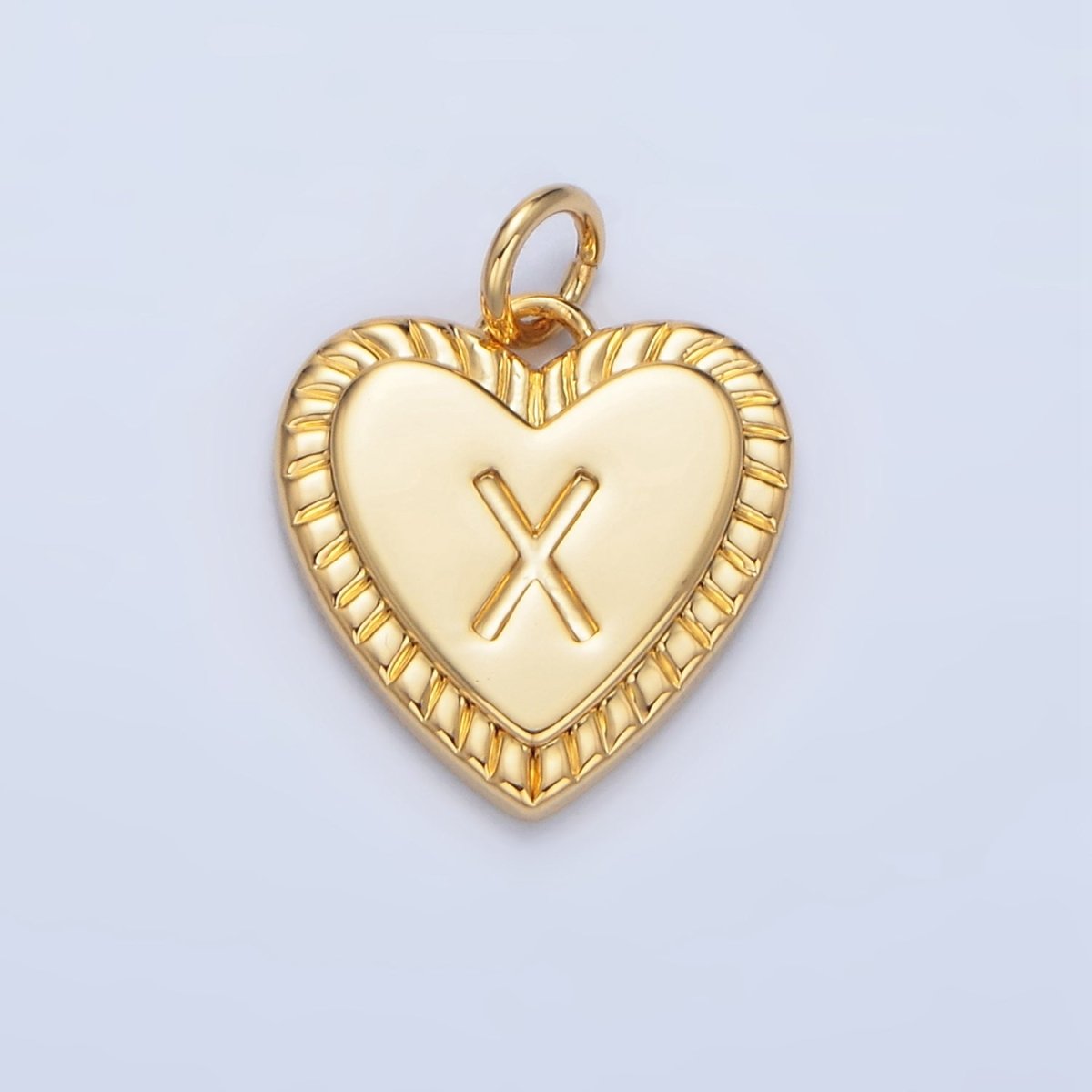 24K Gold Filled Alphabet Letter Initial Sunburst Heart Charm | A1500 - A1512 - DLUXCA