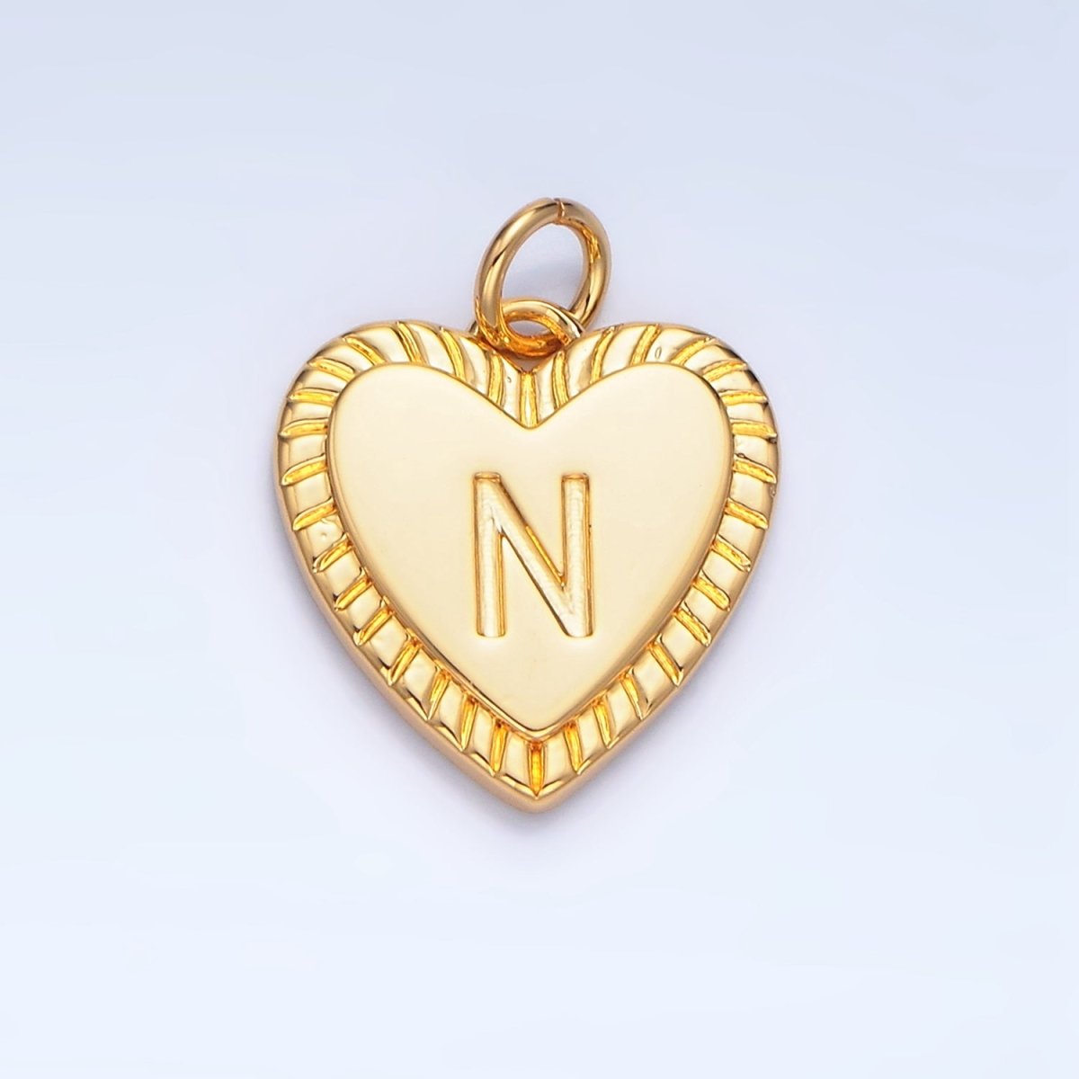 24K Gold Filled Alphabet Letter Initial Sunburst Heart Charm | A1500 - A1512 - DLUXCA