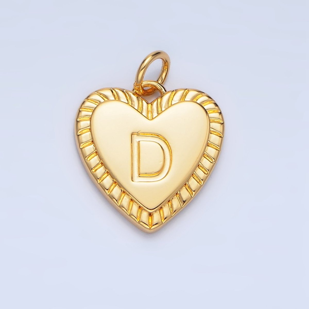 24K Gold Filled Alphabet Letter Initial Sunburst Heart Charm | A1500 - A1512 - DLUXCA