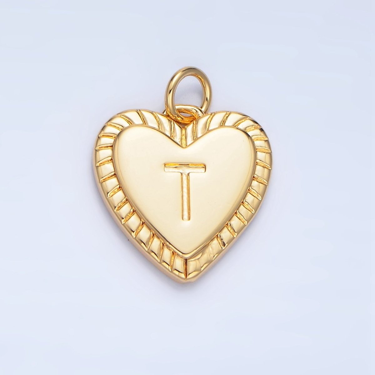 24K Gold Filled Alphabet Letter Initial Sunburst Heart Charm | A1500 - A1512 - DLUXCA