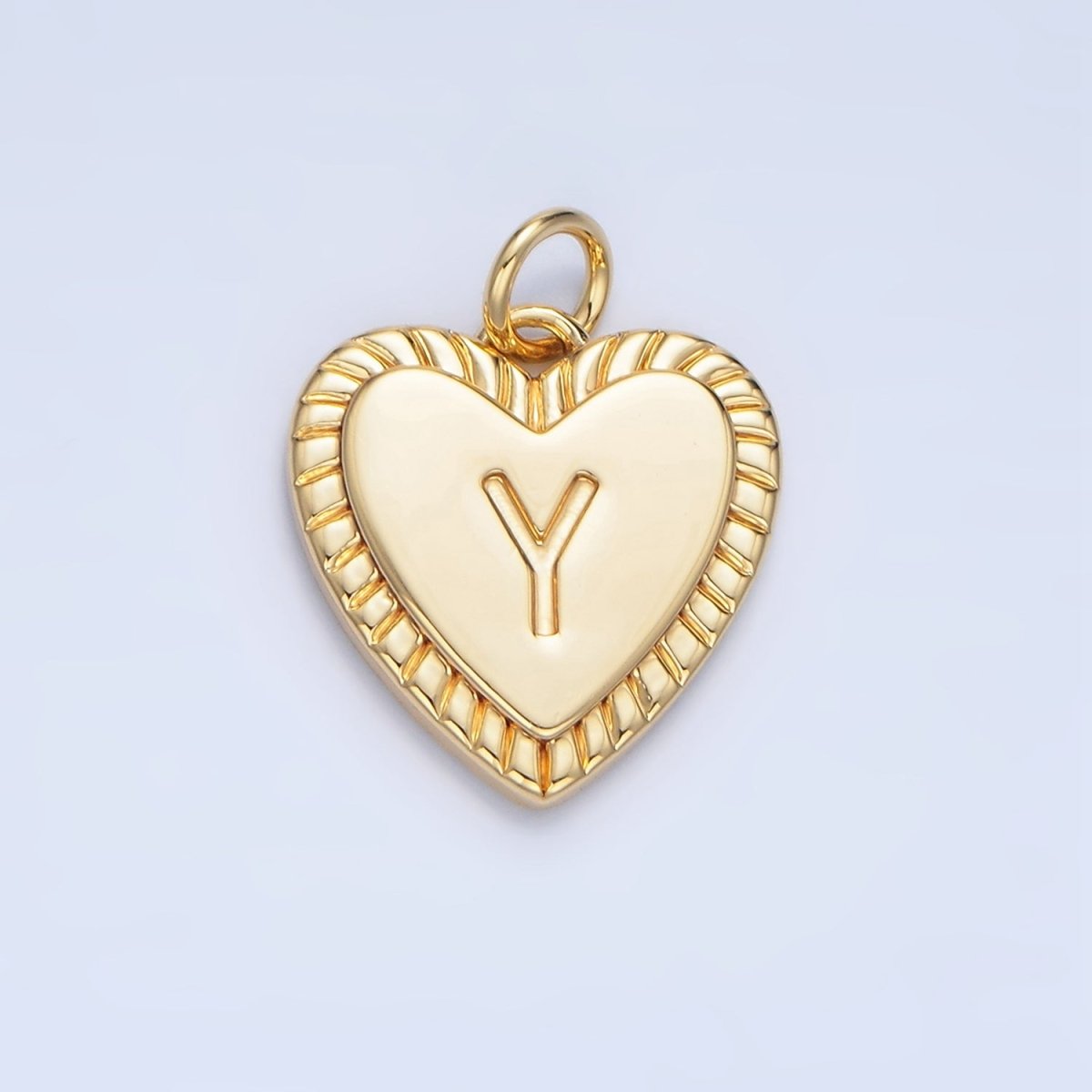 24K Gold Filled Alphabet Letter Initial Sunburst Heart Charm | A1500 - A1512 - DLUXCA