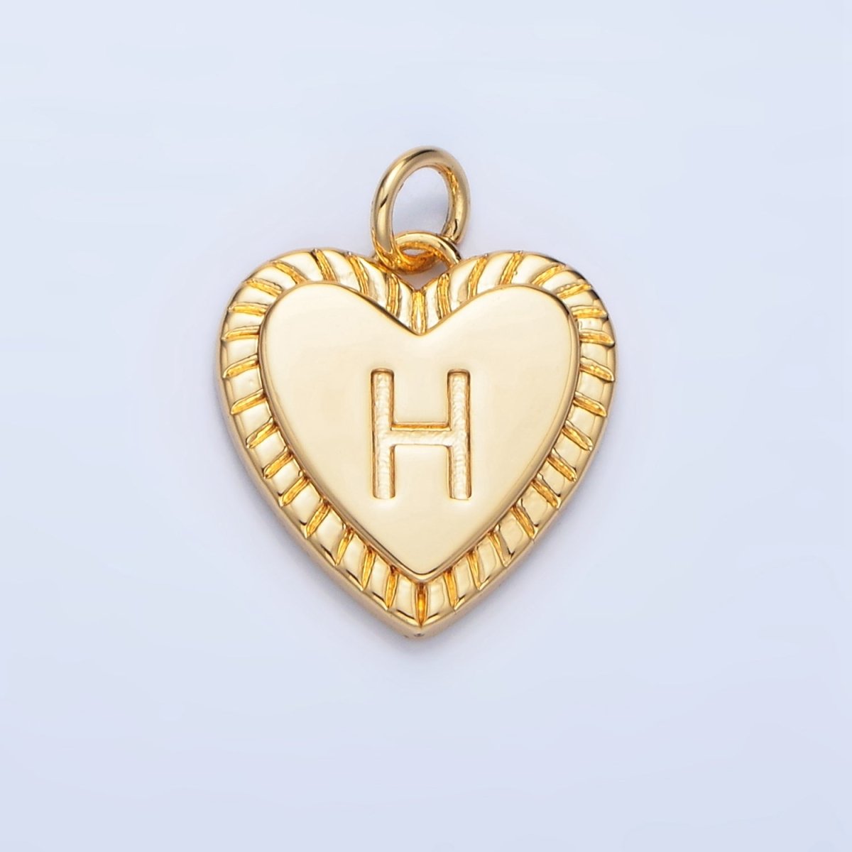 24K Gold Filled Alphabet Letter Initial Sunburst Heart Charm | A1500 - A1512 - DLUXCA