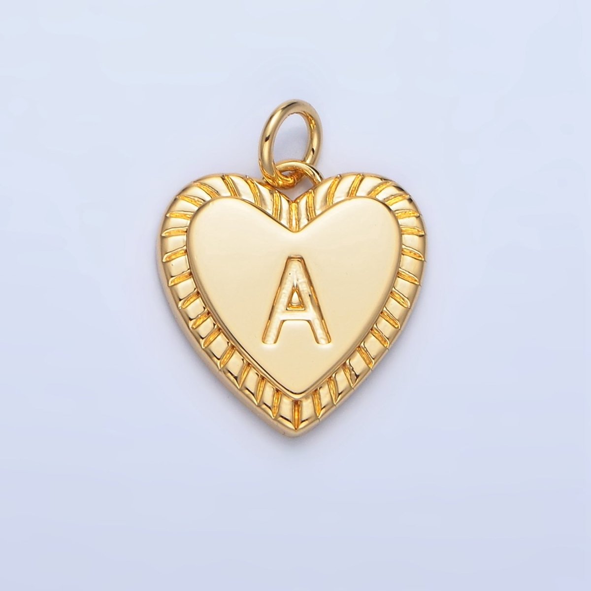 24K Gold Filled Alphabet Letter Initial Sunburst Heart Charm | A1500 - A1512 - DLUXCA