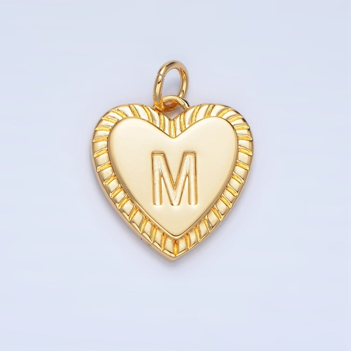 24K Gold Filled Alphabet Letter Initial Sunburst Heart Charm | A1500 - A1512 - DLUXCA