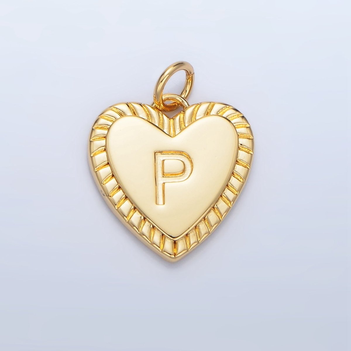 24K Gold Filled Alphabet Letter Initial Sunburst Heart Charm | A1500 - A1512 - DLUXCA