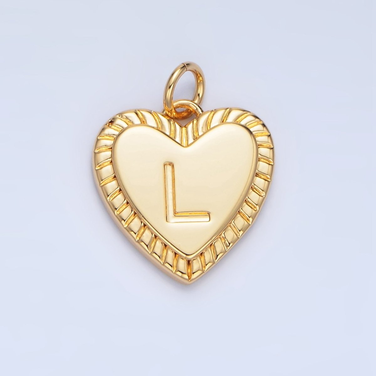 24K Gold Filled Alphabet Letter Initial Sunburst Heart Charm | A1500 - A1512 - DLUXCA