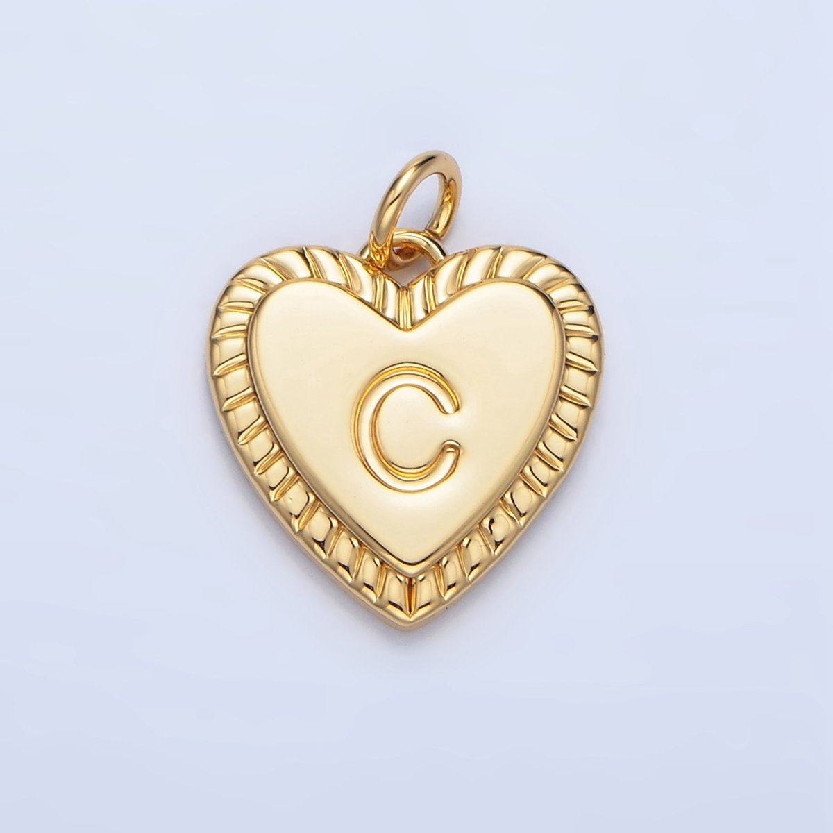 24K Gold Filled Alphabet Letter Initial Sunburst Heart Charm | A1500 - A1512 - DLUXCA