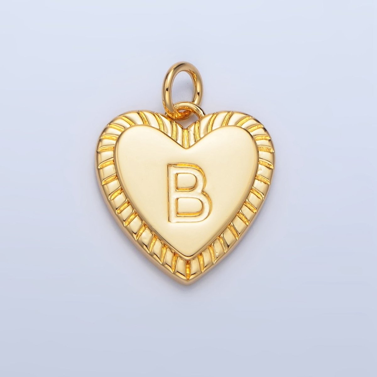 24K Gold Filled Alphabet Letter Initial Sunburst Heart Charm | A1500 - A1512 - DLUXCA