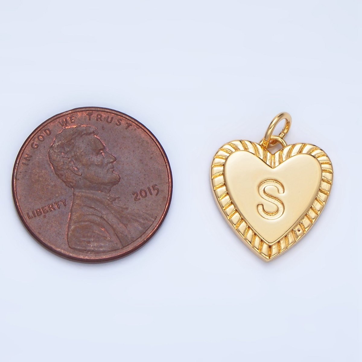 24K Gold Filled Alphabet Letter Initial Sunburst Heart Charm | A1500 - A1512 - DLUXCA