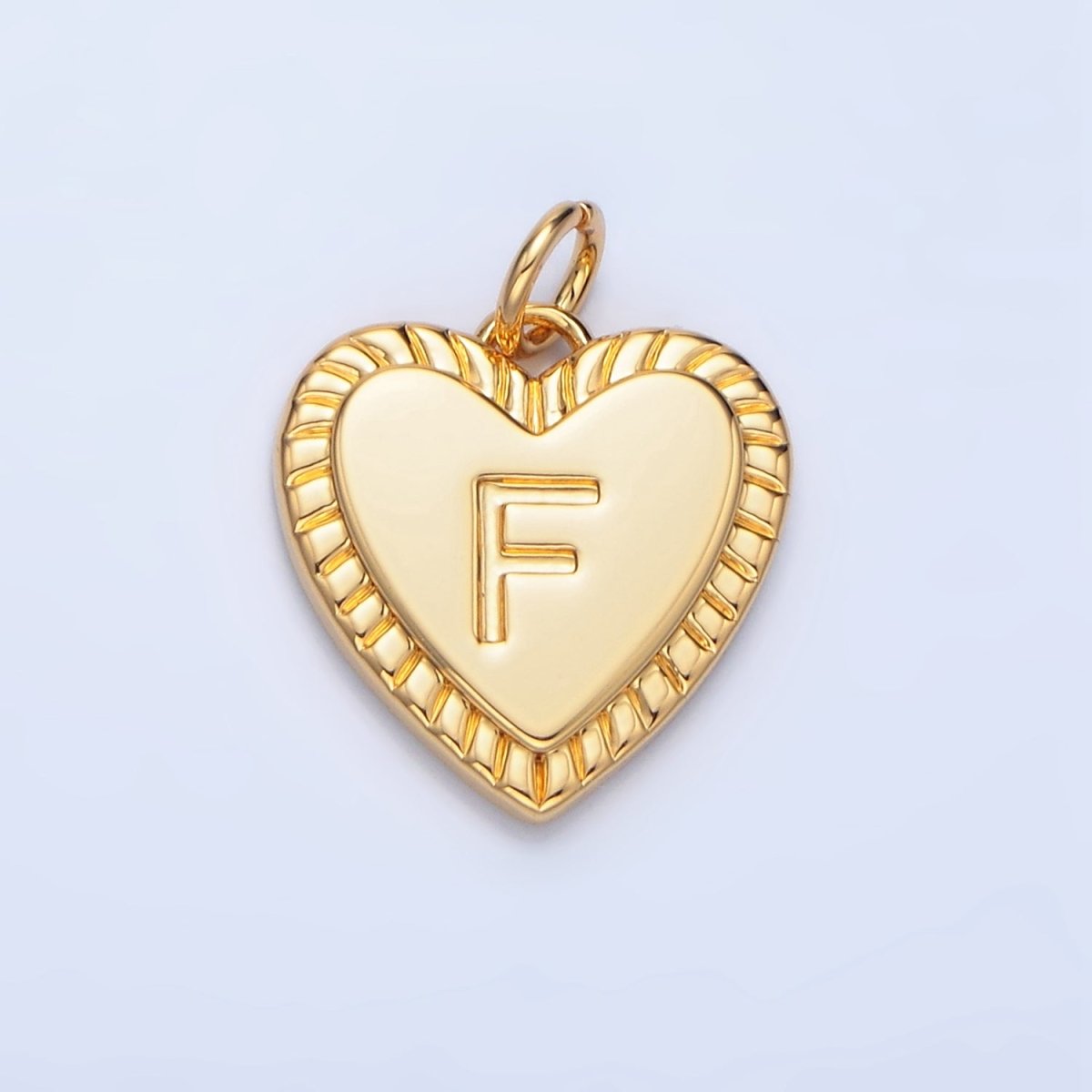 24K Gold Filled Alphabet Letter Initial Sunburst Heart Charm | A1500 - A1512 - DLUXCA