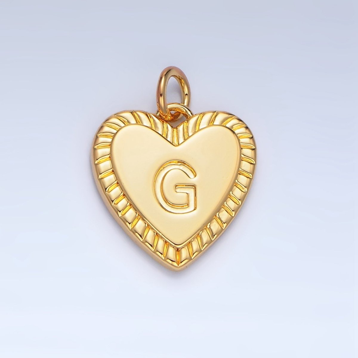 24K Gold Filled Alphabet Letter Initial Sunburst Heart Charm | A1500 - A1512 - DLUXCA