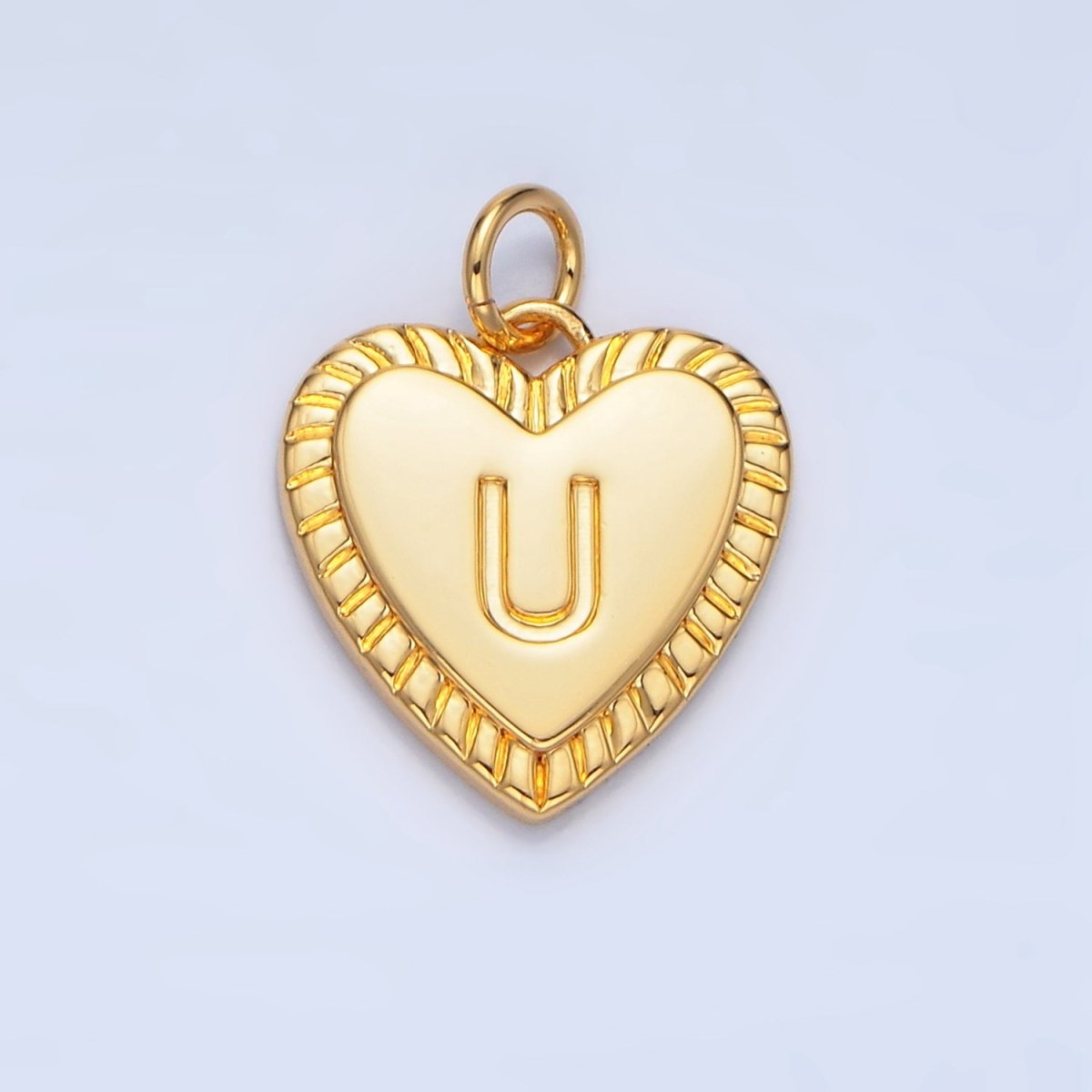 24K Gold Filled Alphabet Letter Initial Sunburst Heart Charm | A1500 - A1512 - DLUXCA