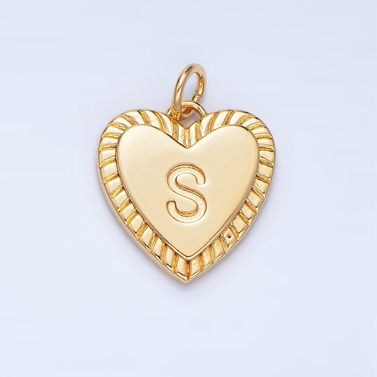 24K Gold Filled Alphabet Letter Initial Sunburst Heart Charm | A1500 - A1512 - DLUXCA