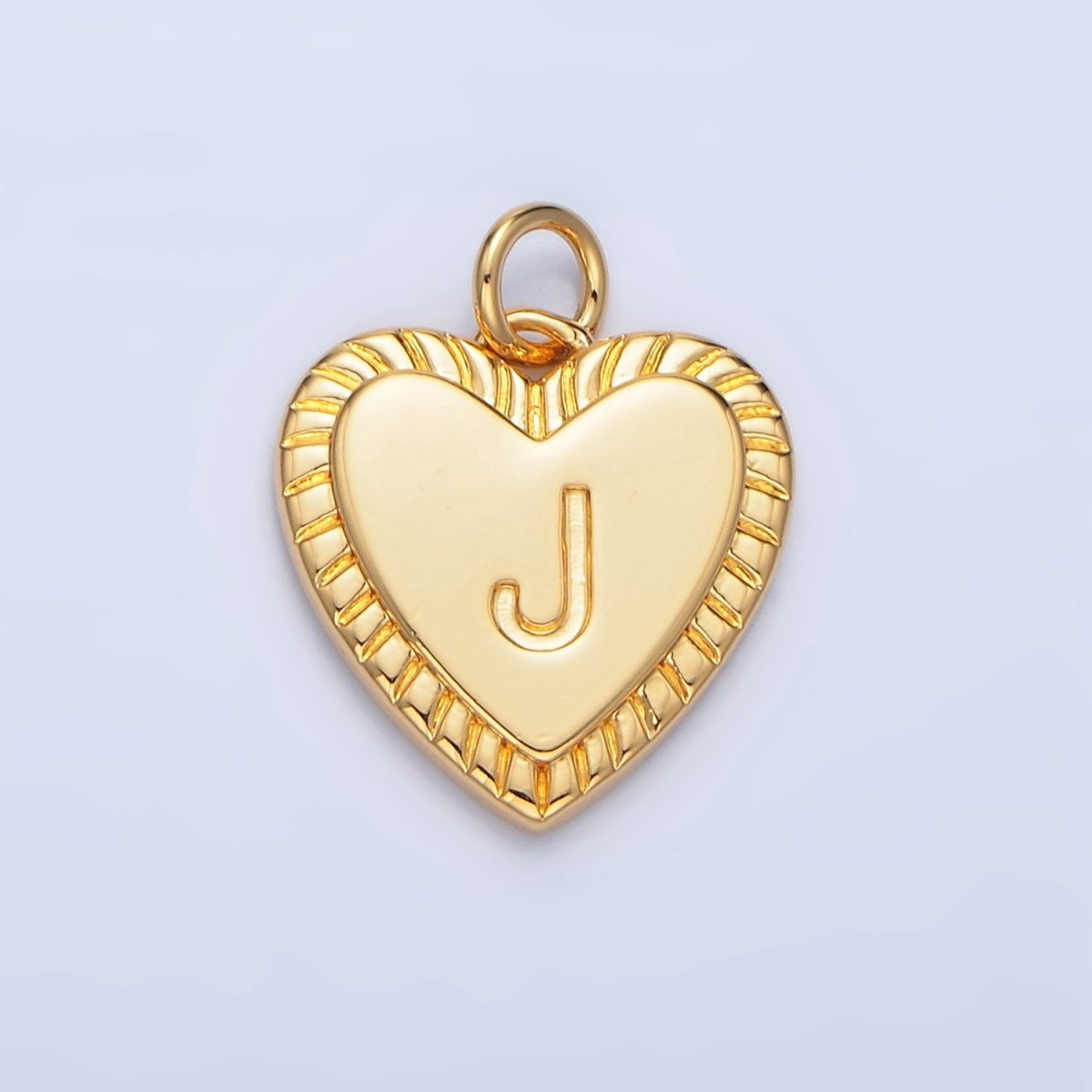 24K Gold Filled Alphabet Letter Initial Sunburst Heart Charm | A1500 - A1512 - DLUXCA