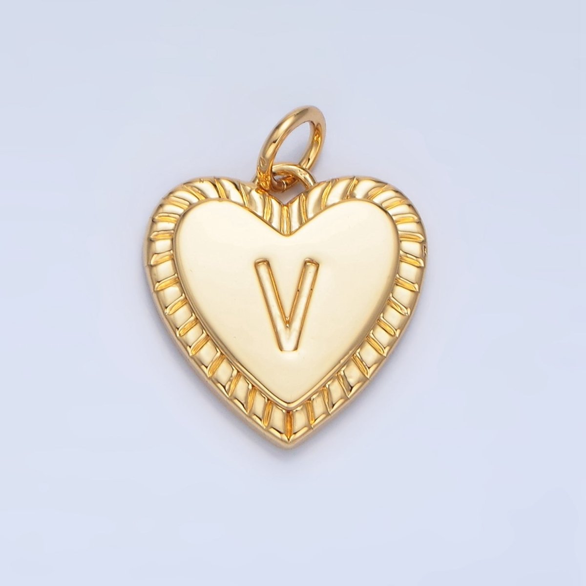 24K Gold Filled Alphabet Letter Initial Sunburst Heart Charm | A1500 - A1512 - DLUXCA