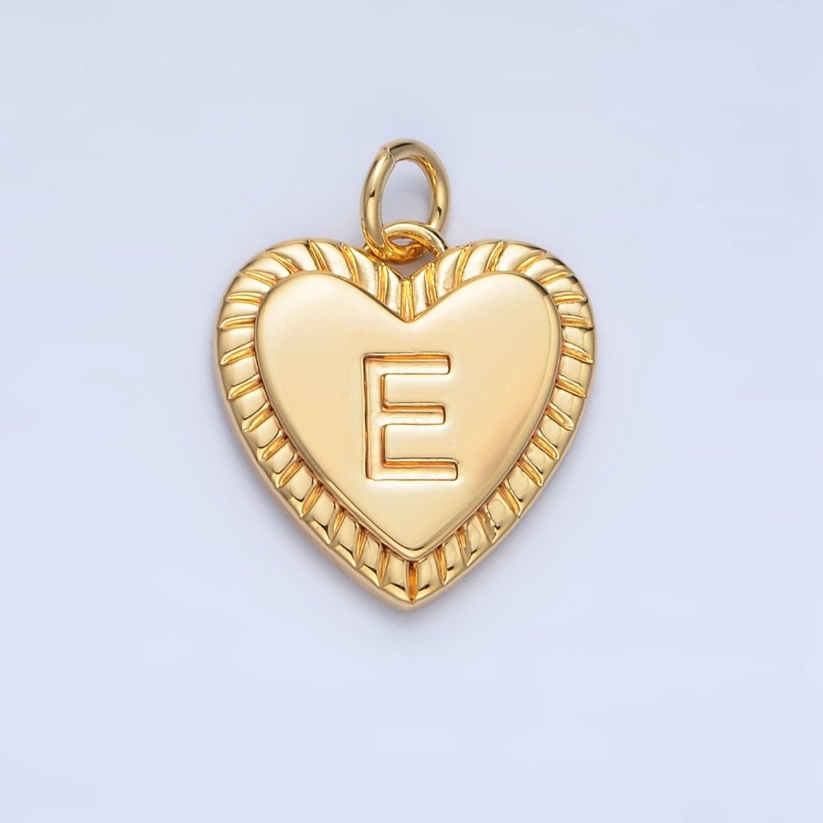 24K Gold Filled Alphabet Letter Initial Sunburst Heart Charm | A1500 - A1512 - DLUXCA