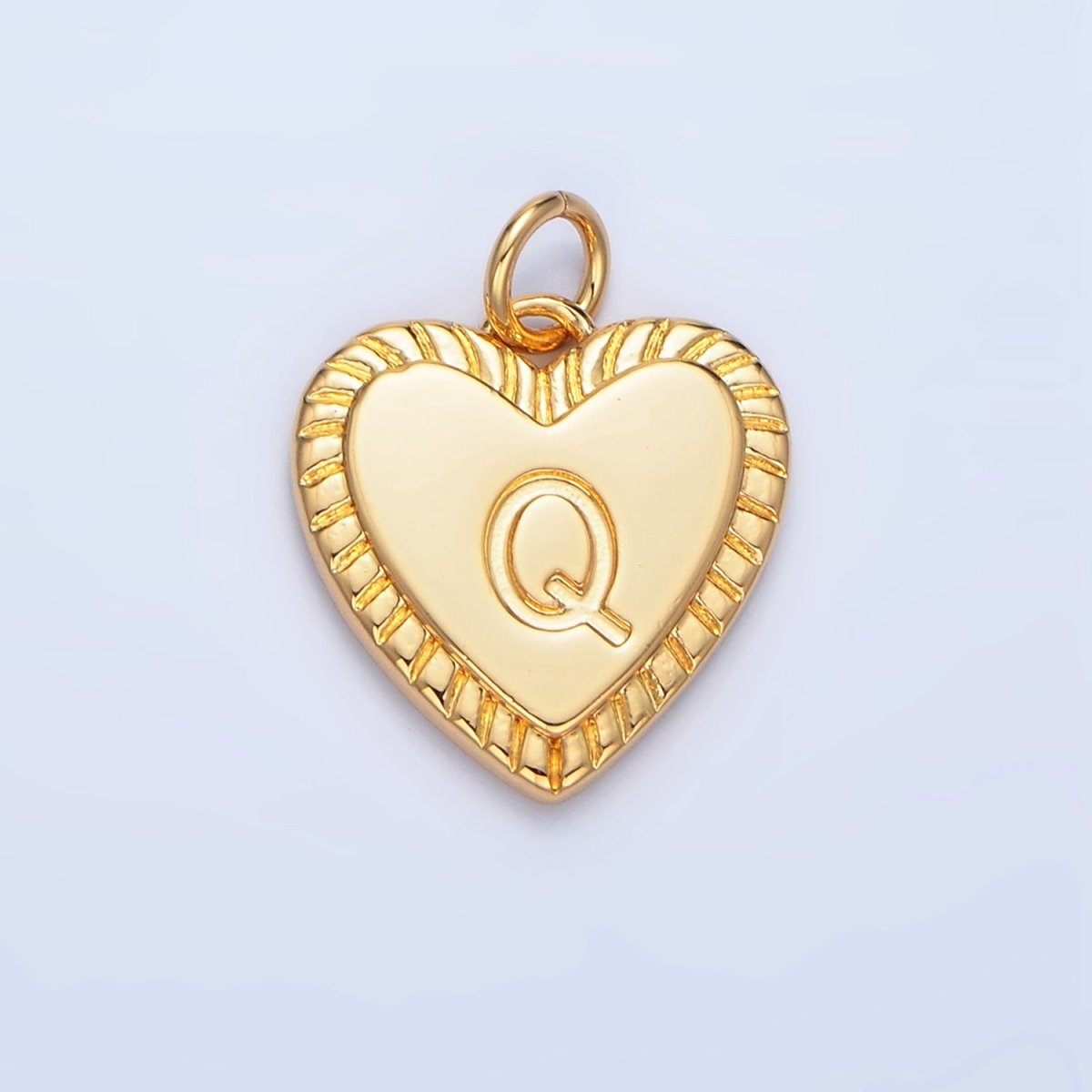 24K Gold Filled Alphabet Letter Initial Sunburst Heart Charm | A1500 - A1512 - DLUXCA