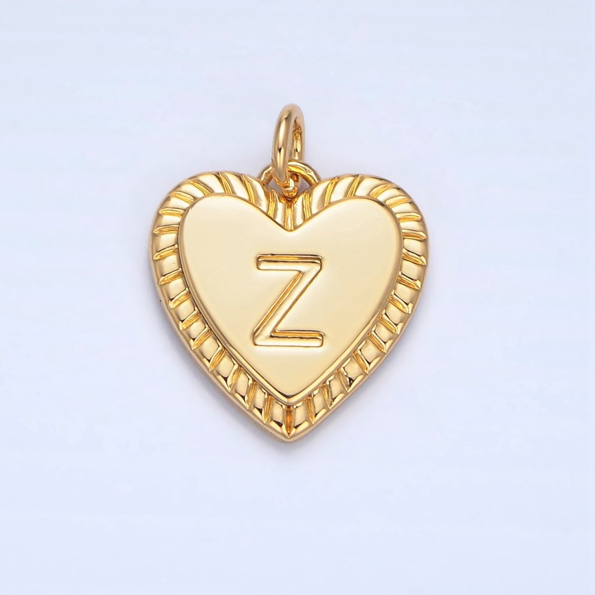 24K Gold Filled Alphabet Letter Initial Sunburst Heart Charm | A1500 - A1512 - DLUXCA