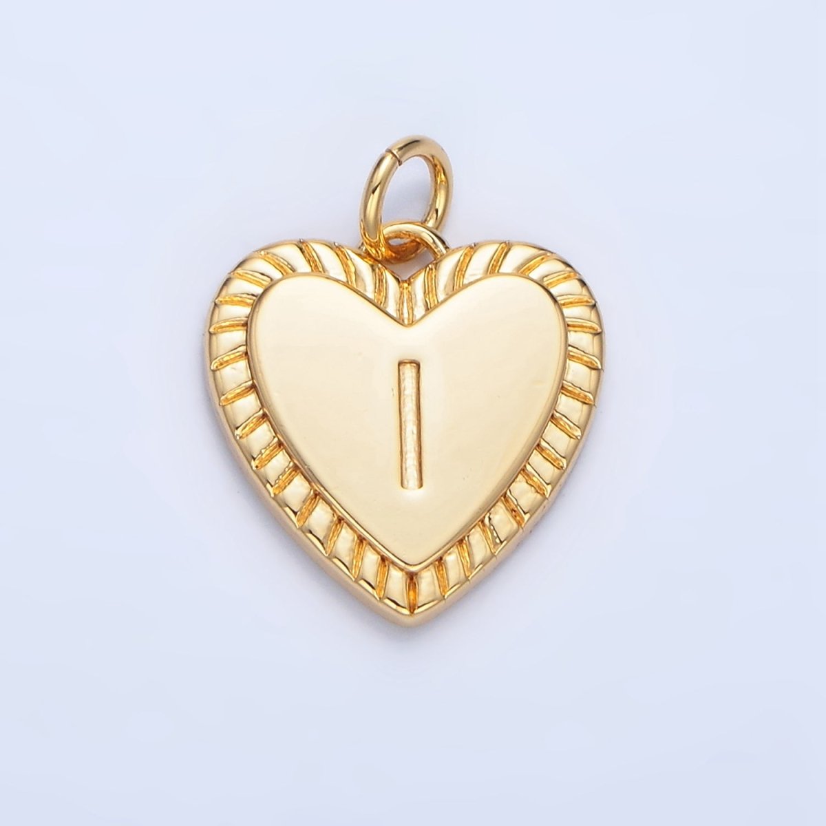 24K Gold Filled Alphabet Letter Initial Sunburst Heart Charm | A1500 - A1512 - DLUXCA