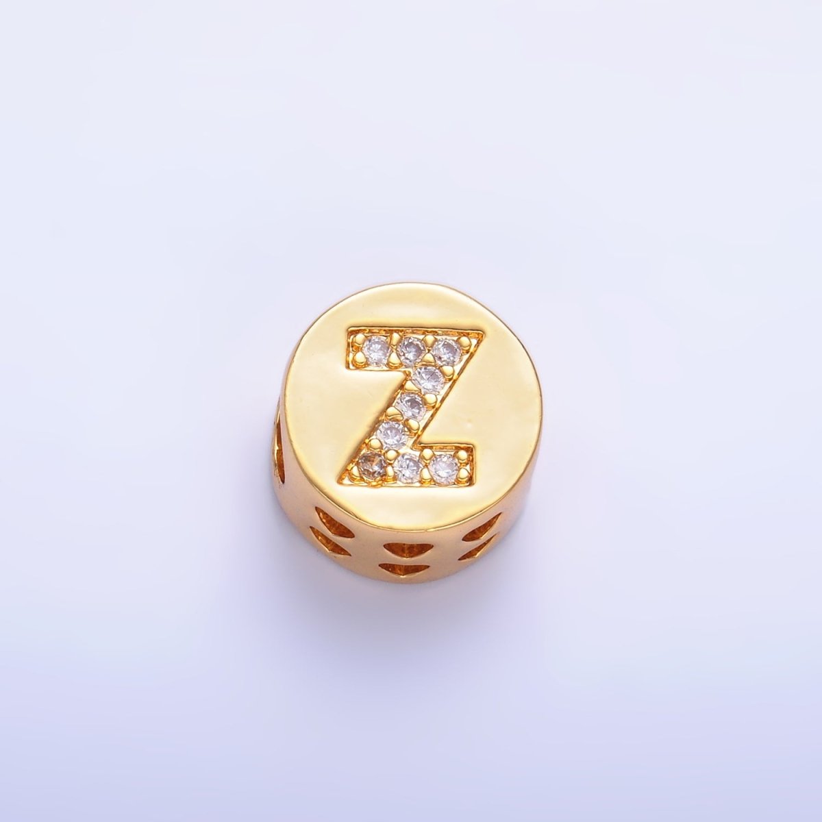 24K Gold Filled Alphabet Letter Micro Paved CZ Round Bead | A1526 - A1538 - DLUXCA