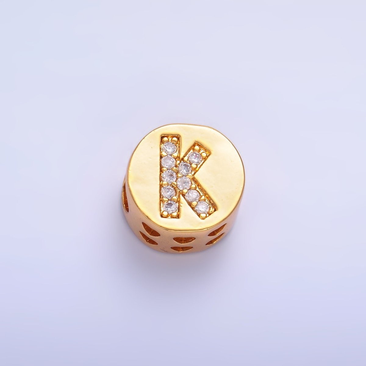 24K Gold Filled Alphabet Letter Micro Paved CZ Round Bead | A1526 - A1538 - DLUXCA