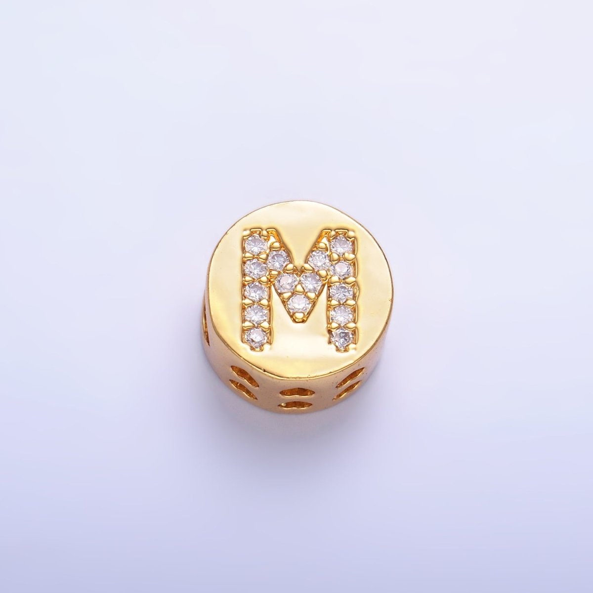 24K Gold Filled Alphabet Letter Micro Paved CZ Round Bead | A1526 - A1538 - DLUXCA