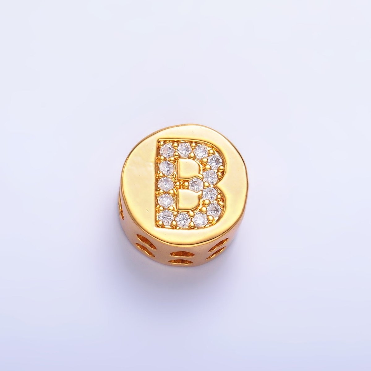 24K Gold Filled Alphabet Letter Micro Paved CZ Round Bead | A1526 - A1538 - DLUXCA