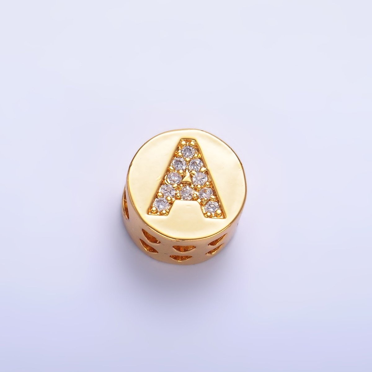 24K Gold Filled Alphabet Letter Micro Paved CZ Round Bead | A1526 - A1538 - DLUXCA