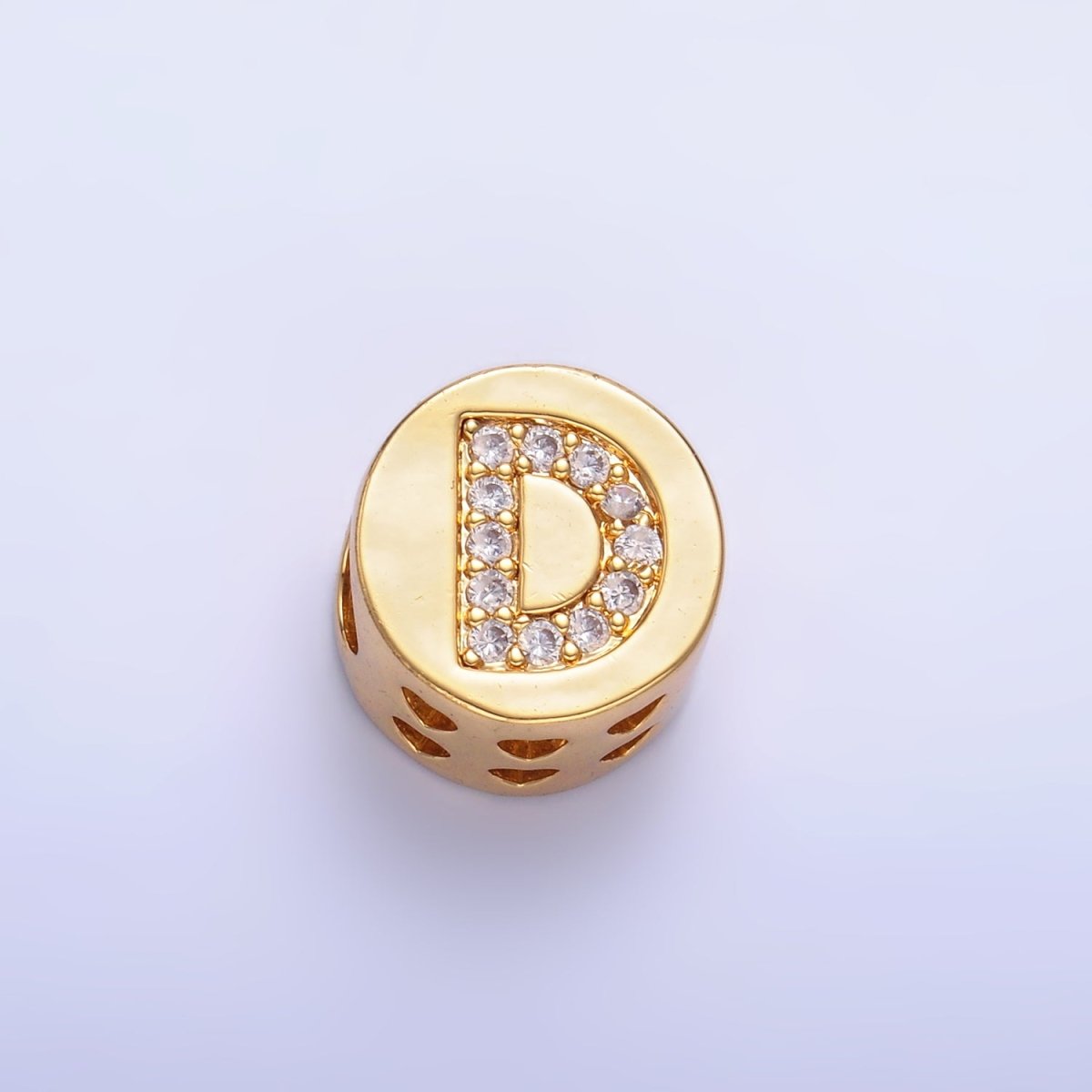 24K Gold Filled Alphabet Letter Micro Paved CZ Round Bead | A1526 - A1538 - DLUXCA