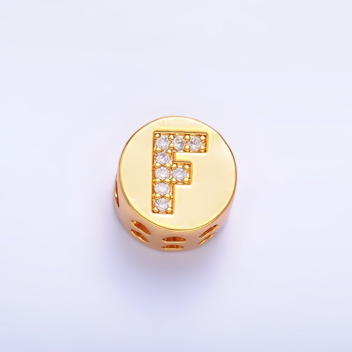 24K Gold Filled Alphabet Letter Micro Paved CZ Round Bead | A1526 - A1538 - DLUXCA