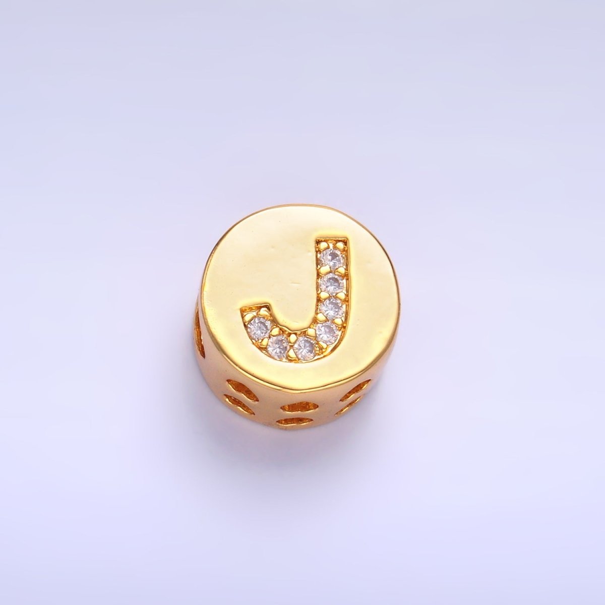 24K Gold Filled Alphabet Letter Micro Paved CZ Round Bead | A1526 - A1538 - DLUXCA