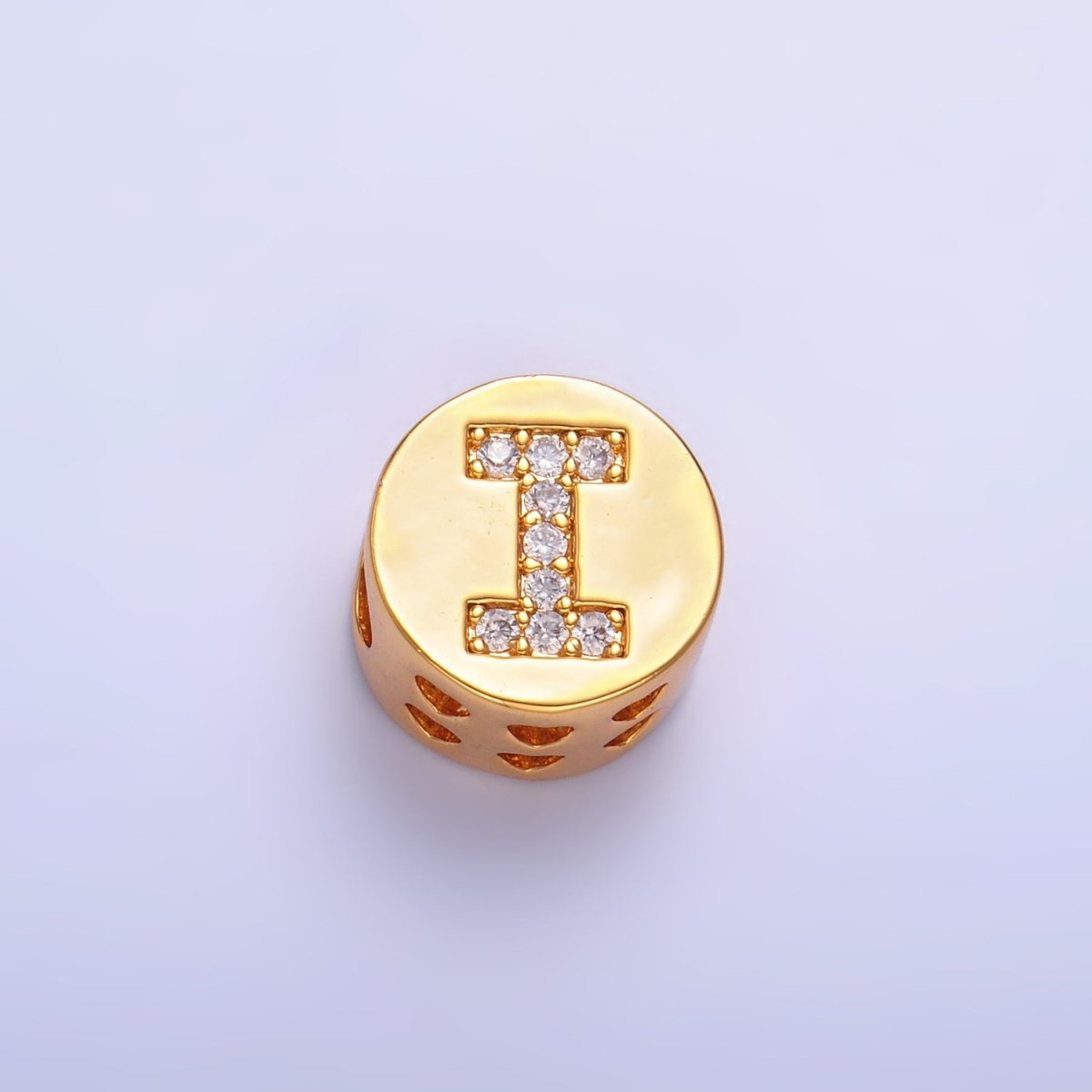 24K Gold Filled Alphabet Letter Micro Paved CZ Round Bead | A1526 - A1538 - DLUXCA