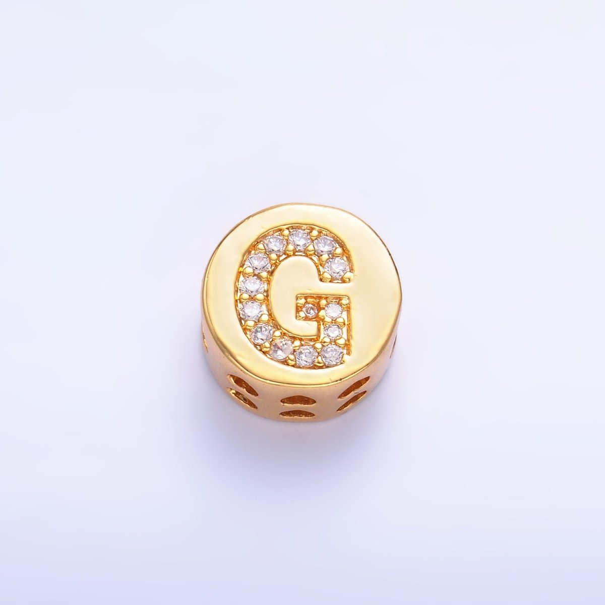 24K Gold Filled Alphabet Letter Micro Paved CZ Round Bead | A1526 - A1538 - DLUXCA