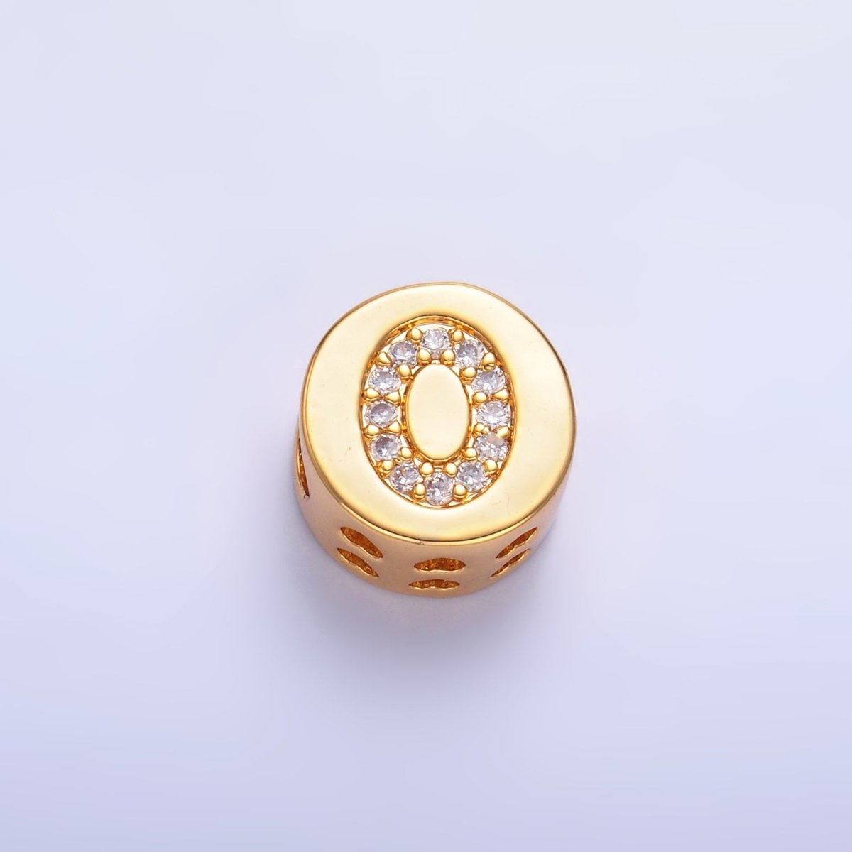 24K Gold Filled Alphabet Letter Micro Paved CZ Round Bead | A1526 - A1538 - DLUXCA