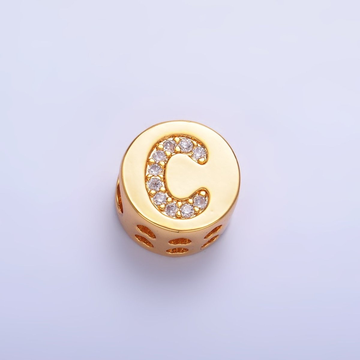 24K Gold Filled Alphabet Letter Micro Paved CZ Round Bead | A1526 - A1538 - DLUXCA