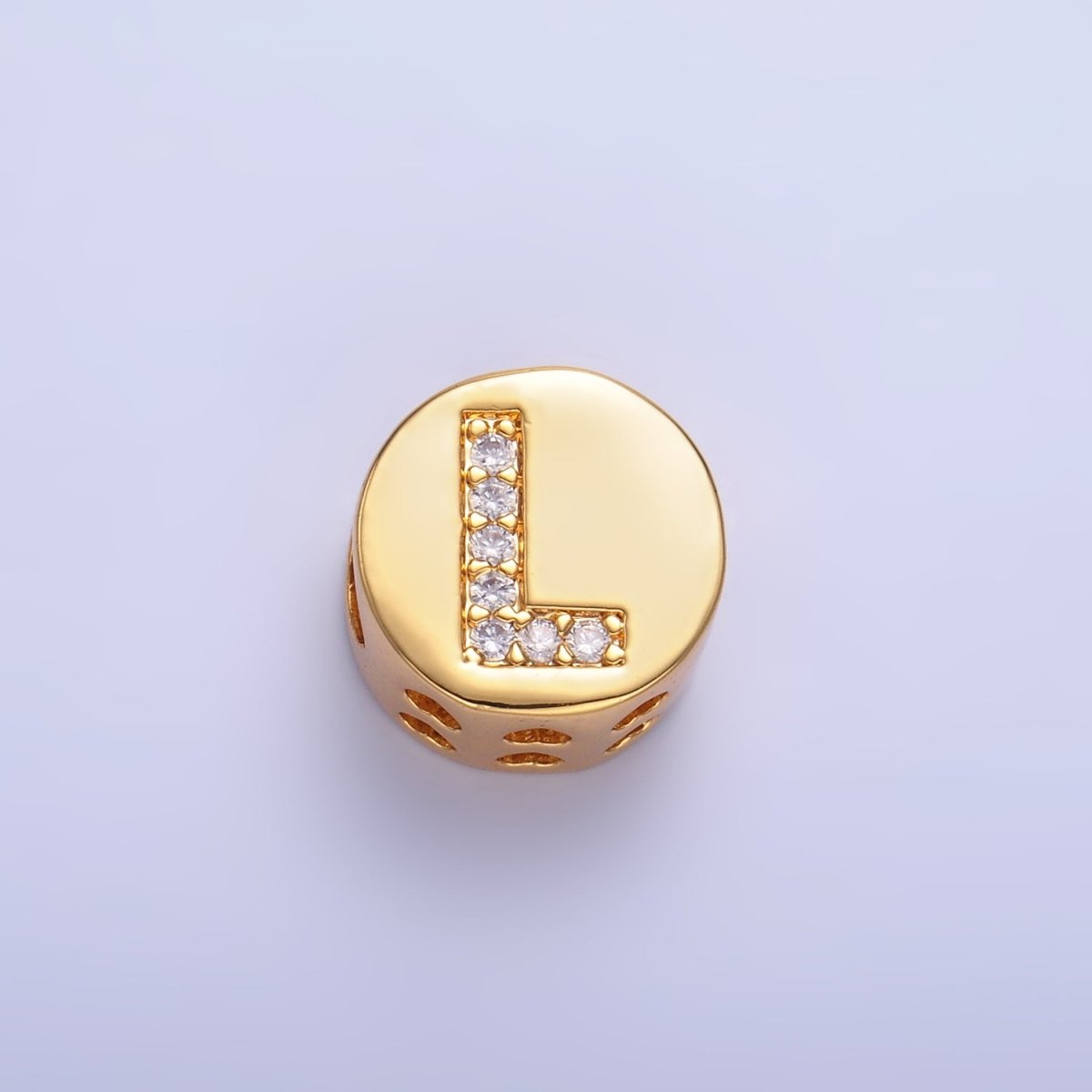 24K Gold Filled Alphabet Letter Micro Paved CZ Round Bead | A1526 - A1538 - DLUXCA