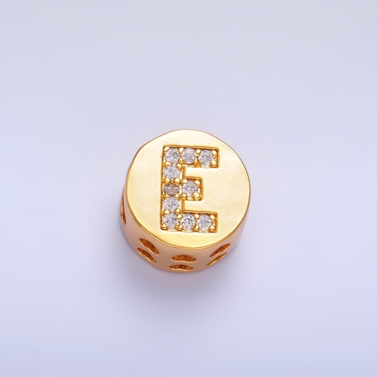 24K Gold Filled Alphabet Letter Micro Paved CZ Round Bead | A1526 - A1538 - DLUXCA