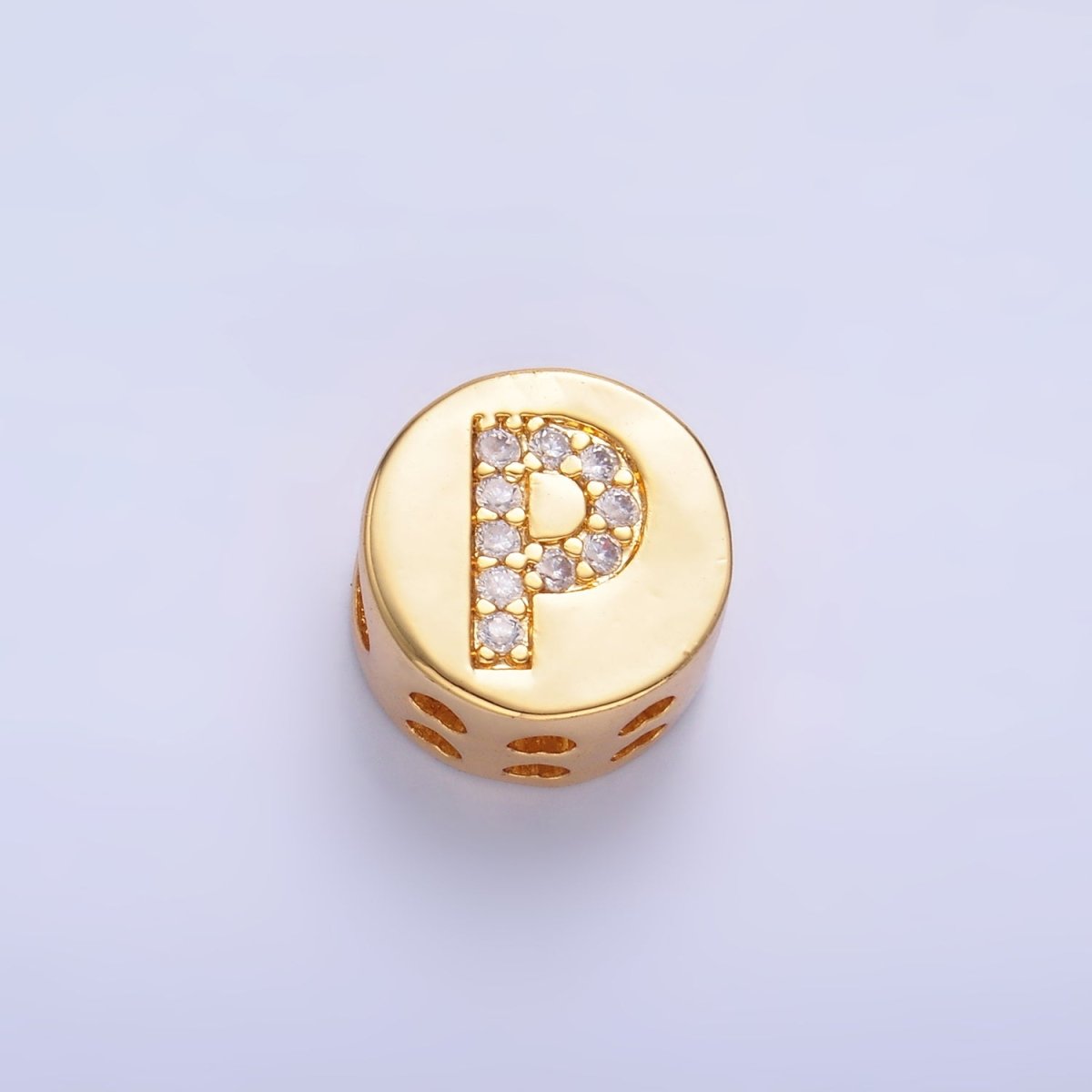 24K Gold Filled Alphabet Letter Micro Paved CZ Round Bead | A1526 - A1538 - DLUXCA