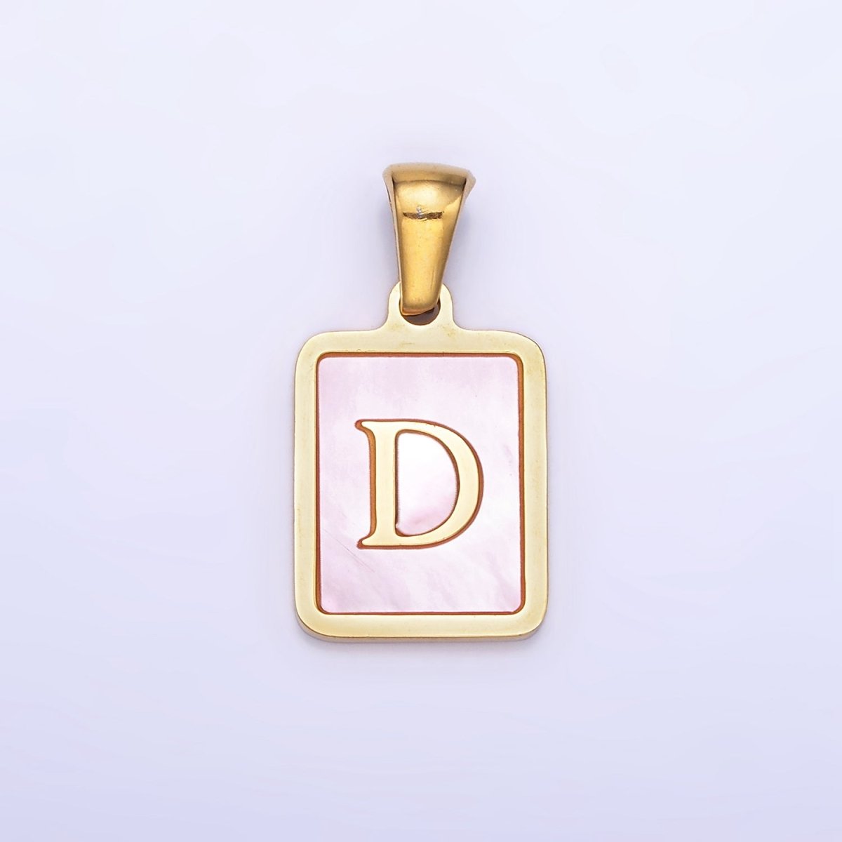 24K Gold Filled Alphabet Letter Pink Shell Pearl Bezel Pendant | A1565 - A1577 - DLUXCA